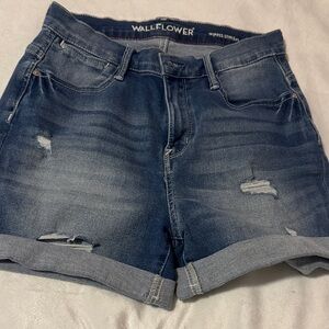 Wallflower Distressed Blue Jean Shorts